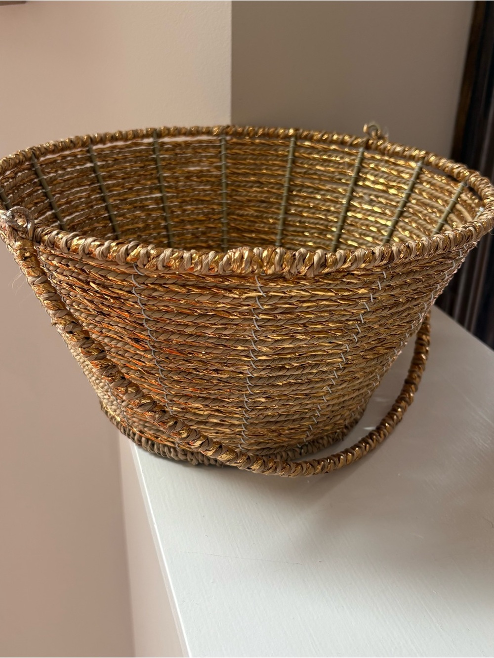 Pottery Barn Kids Handwoven Gold Decorative Easter Basket - Home Accents